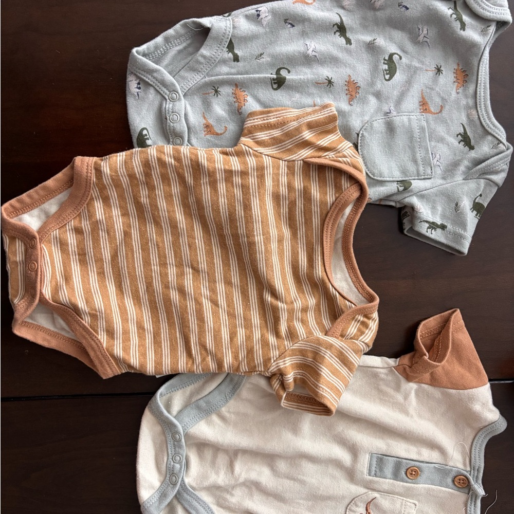 Striped and Dinosaur Baby Onesies